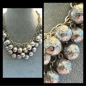Vintage Silver-tone Dangle Metallic Ball Costume Necklace